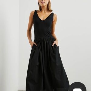 Rails Black Sleeveless V-Neck Midi Dress Size L. New No Tag